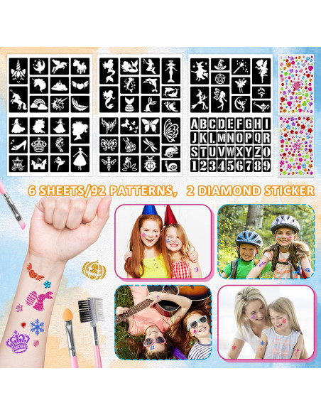 Kit de Tatuajes Temporales de Purpurina XiQiDianr - 12 Colores Kit de Tatuajes Temporales de Purpurina XiQiDianr - 12 Colores