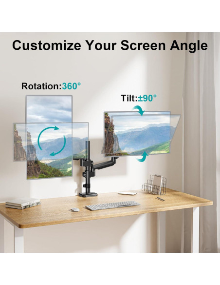 Soporte Doble para Monitor MOUNT PRO 13-32" Ajustable Negro Soporte Doble para Monitor MOUNT PRO 13-32" Ajustable Negro