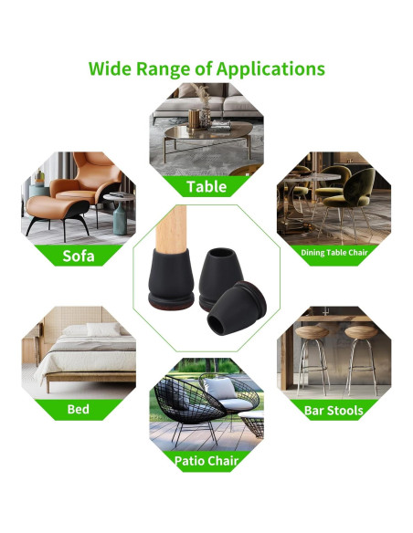 16 Protectores de Suelo para Patas de Sillas GAGUIUP - Negro 16 Protectores de Suelo para Patas de Sillas GAGUIUP - Negro