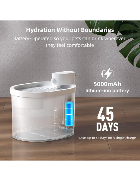 Fuente de Agua Inalámbrica para Gatos uahpet 2L con Filtro Fuente de Agua Inalámbrica para Gatos uahpet 2L con Filtro
