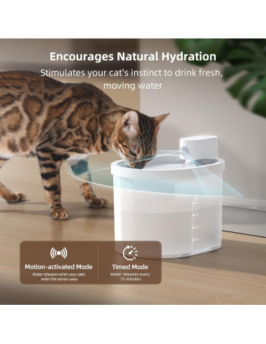 Fuente de Agua Inalámbrica para Gatos uahpet 2L con Filtro