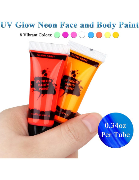 Pintura Facial y Corporal Neón Fenshine 8 Colores 10ml Pintura Facial y Corporal Neón Fenshine 8 Colores 10ml