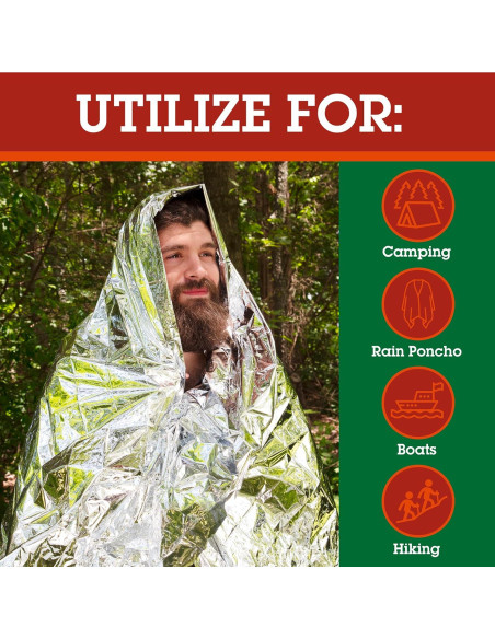 Manta de Emergencia Mylar Grizzly Gear 4 Paquete 2.13x1.32m Manta de Emergencia Mylar Grizzly Gear 4 Paquete 2.13x1.32m
