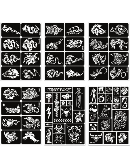 Kit de Plantillas de Tatuajes Temporales RoseNacht - 12 Hojas Kit de Plantillas de Tatuajes Temporales RoseNacht - 12 Hojas