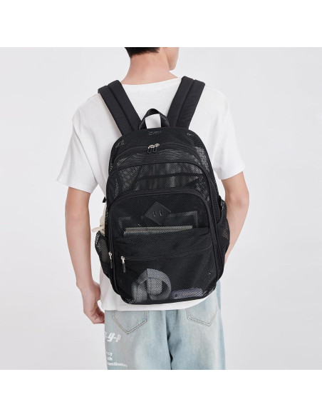 Mochila de Malla Resistente MOONBABY 33x14x44cm Negra Mochila de Malla Resistente MOONBABY 33x14x44cm Negra