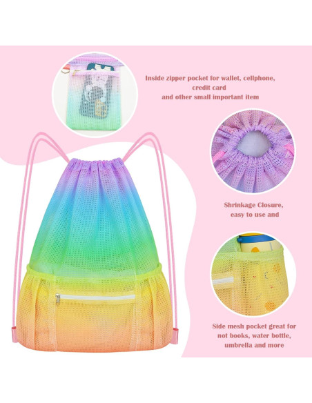 Mochila de Cuerda de Malla Fiodrimy Grande para Gimnasio 38x50cm Mochila de Cuerda de Malla Fiodrimy Grande para Gimnasio 38x50cm