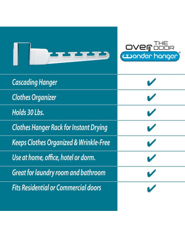 Organizador de Perchas sobre la Puerta Wonder Hanger 2-Pack Blanco