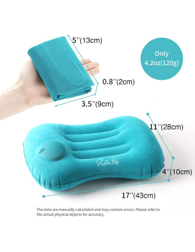 Almohada Inflable de Viaje PUFFIN TRIP Azul Oscuro 43x28cm