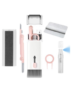 Kit de limpieza 7 en 1 CRYSFIY para teclado y pantallas rosa