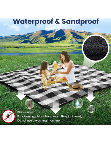 Manta de Picnic Impermeable Sapsisel 2.01m x 2.01m para 8 Personas