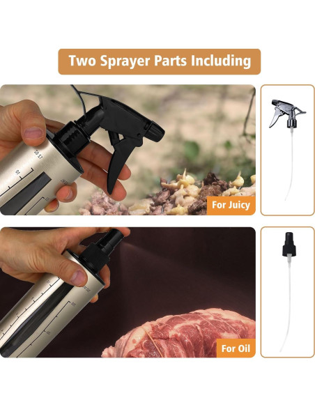 Botella Spray para BBQ HEYISME 350ml Acero Inoxidable 3 en 1 Botella Spray para BBQ HEYISME 350ml Acero Inoxidable 3 en 1