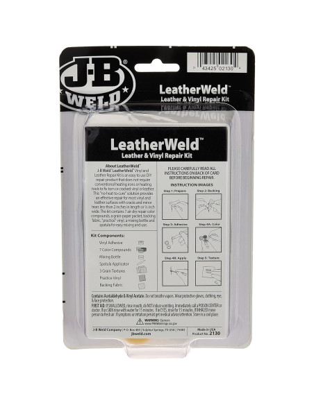 Kit de Reparación de Cuero y Vinilo J-B Weld 85 g Kit de Reparación de Cuero y Vinilo J-B Weld 85 g