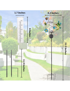 Medidor de Lluvia Solar HOBYLUBY Colibrí Exterior LED Colorido 2