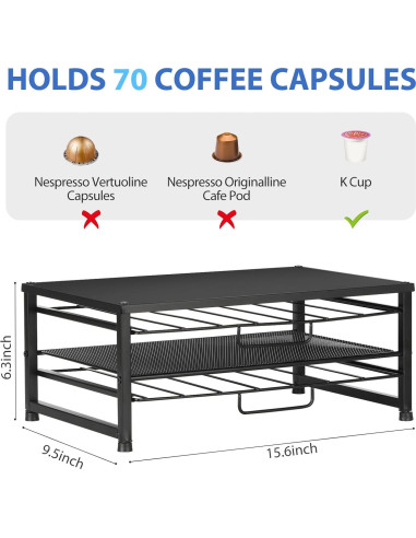 Organizador de K Cup ECOLOVI para 70 cápsulas, 2 niveles