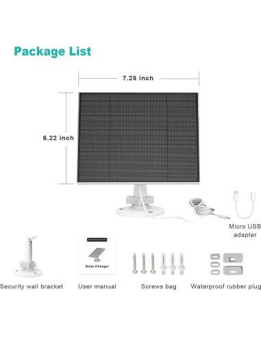 Panel Solar 5W EverExceed para Cámara Eufy, IP65, USB-C