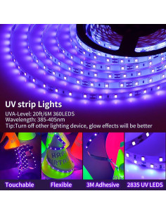 Tira de Luz Negra LED 6M TigQiang 360 LEDs 12V para Fiestas 2