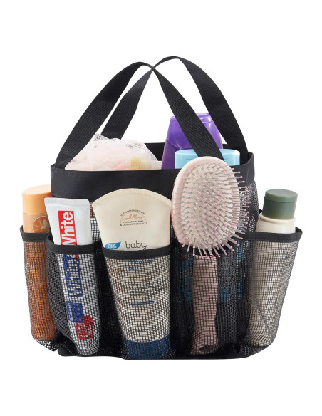 Bolsa de Ducha Portátil Lifewit Negra, Caddy de Malla 19x17x24cm Bolsa de Ducha Portátil Lifewit Negra, Caddy de Malla 19x17x24cm