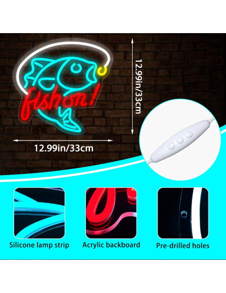 Luz de Neón de Pesca Fuzuneli LED Regulable 32.8x29.7cm Luz de Neón de Pesca Fuzuneli LED Regulable 32.8x29.7cm