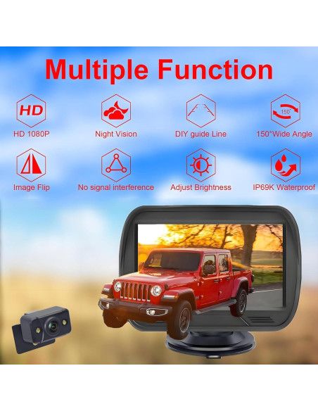 Cámara de Respaldo YIMU K4303 con Monitor 4.3" HD, IP69K Cámara de Respaldo YIMU K4303 con Monitor 4.3" HD, IP69K