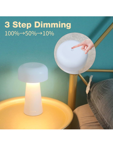Lámpara de Mesa LED YONIKU Hongo Recargable IP44 Blanca