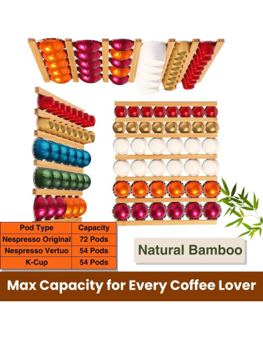 Soporte para K Cup VOMELON de Madera de Bambú 10 PCS