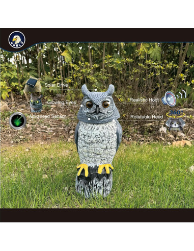 Búho de Jardín Solar Ugold con Movimiento y Ojos LED