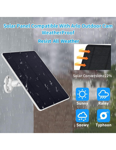 Cargador Solar Mytions 5W para Cámaras Arlo Pro 5S, Pro 4, Pro 3 Cargador Solar Mytions 5W para Cámaras Arlo Pro 5S, Pro 4, Pro 3