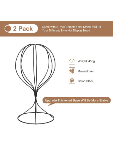 Soporte de Sombreros de Metal uxcell 32 cm Negro - 2 Piezas