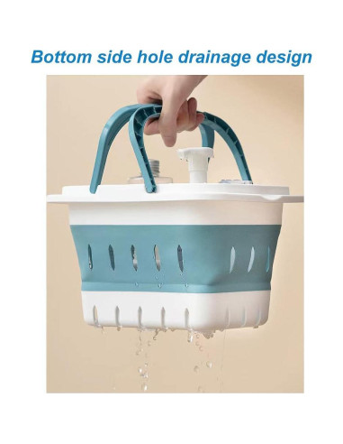 Cesta de Plástico Plegable ANNIYA 6L Azul para Almacenamiento