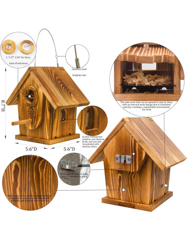 Casa para Aves de Madera YIYANG, Kit DIY, 14.2x14.2x22.1 cm