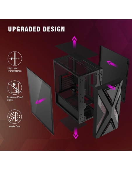 Caja de PC RUIX CV203 Mid-Tower ATX con 4 Ventiladores RGB Caja de PC RUIX CV203 Mid-Tower ATX con 4 Ventiladores RGB