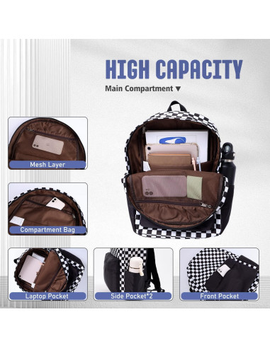 Mochila Escolar UREYMX Impermeable 43x30x14 cm Negra