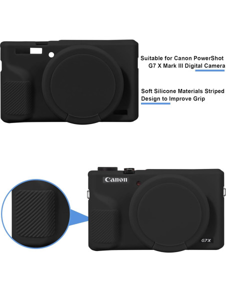 Funda de Silicona Suave Canboc para Canon G7X Mark III - Negra Funda de Silicona Suave Canboc para Canon G7X Mark III - Negra
