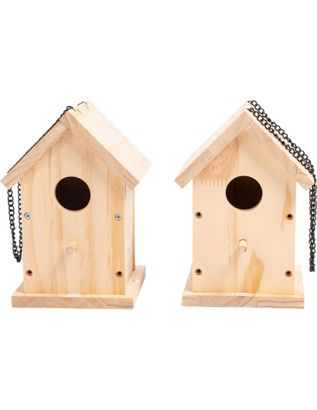 Casas para Aves HPC Decor 2 Pack Madera Natural 12x12 cm Casas para Aves HPC Decor 2 Pack Madera Natural 12x12 cm