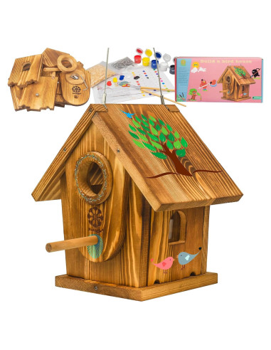 Kit Casa para Aves de Madera DIY - Pintura y Accesorios