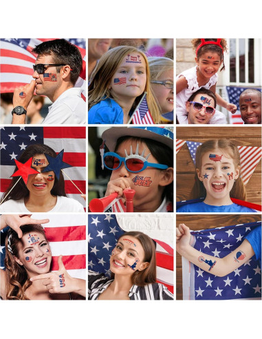 Tatuajes Temporales Aresvns Bandera Americana 20 Hojas