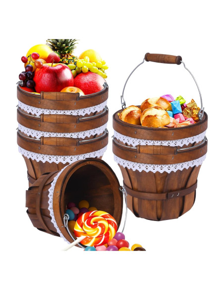 Cesta de Picnic Redonda YPshuye de Madera 18x15 cm - 6 Pcs Cesta de Picnic Redonda YPshuye de Madera 18x15 cm - 6 Pcs
