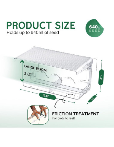 Comedero para Aves de Ventana SUNALLY 640ml Transparente