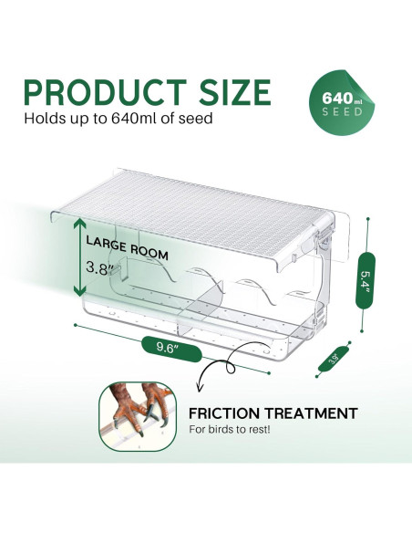 Comedero para Aves de Ventana SUNALLY 640ml Transparente Comedero para Aves de Ventana SUNALLY 640ml Transparente