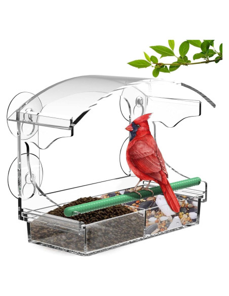 Comedero para Aves de Ventana CHUQNMN Acrílico Transparente Comedero para Aves de Ventana CHUQNMN Acrílico Transparente