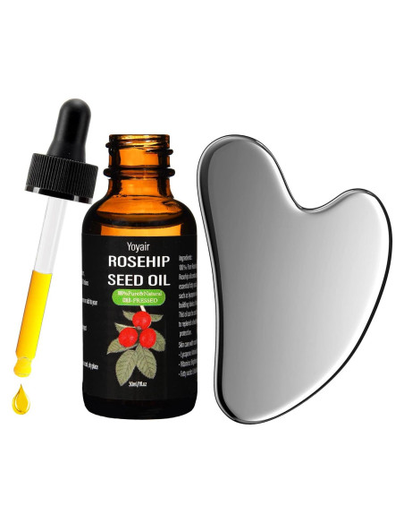 Set Gua Sha Facial Yovo Air con Aceite Rosa Mosqueta 2 en 1 Set Gua Sha Facial Yovo Air con Aceite Rosa Mosqueta 2 en 1