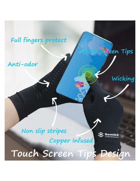 Guantes de Compresión de Dedos Completos Semikk - Cobre, Pequeño Guantes de Compresión de Dedos Completos Semikk - Cobre, Pequeño