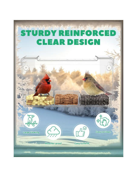 Comedero para Aves LMHOME Transparente 3 Compartimentos 320g Comedero para Aves LMHOME Transparente 3 Compartimentos 320g
