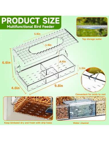 Alimentador de Aves de Ventana SuoXing Acrílico Transparente 1L