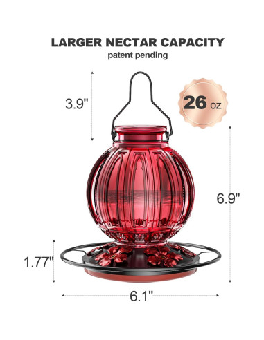 Alimentador de Colibrí de Vidrio Grete Gotye 0.73kg 5 Puertos