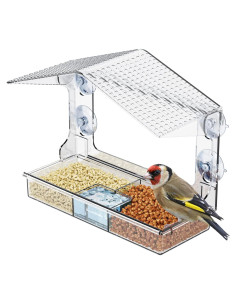 Comedero de Aves de Ventana Yieach Transparente 2L con Ventosas