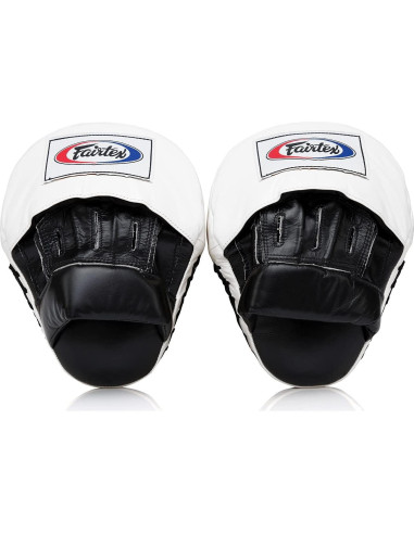 Mitones de Enfoque Contorneados Fairtex - Cuero Sintético, Negro/Blanco