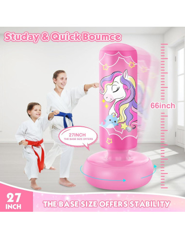Bolsa de Boxeo Inflable YORWHIN 167.6 cm con Guantes Rosa