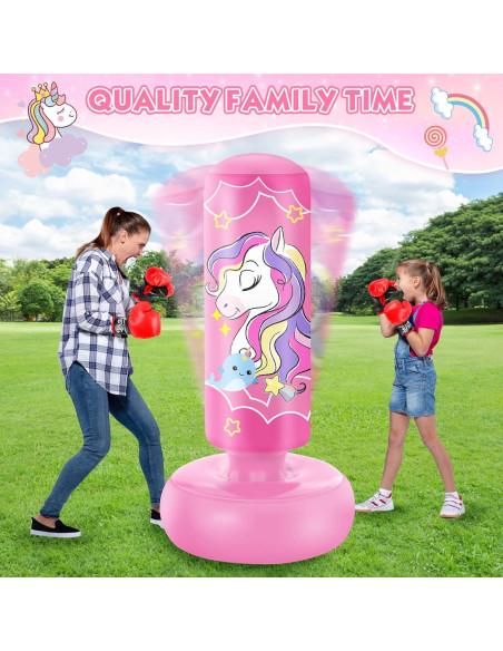 Bolsa de Boxeo Inflable YORWHIN 167.6 cm con Guantes Rosa Bolsa de Boxeo Inflable YORWHIN 167.6 cm con Guantes Rosa