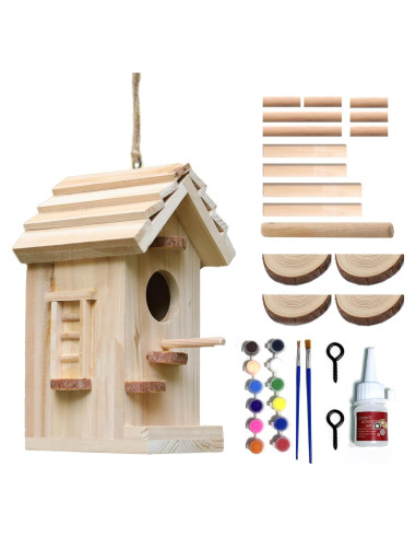Kit Casa para Aves de Madera Cedro DIY 11 Piezas